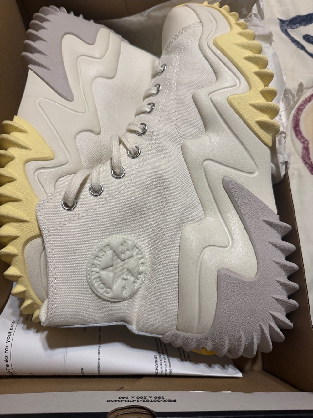 Converse Men White High-Top Sneakers with Yellow & Light Gray Accents